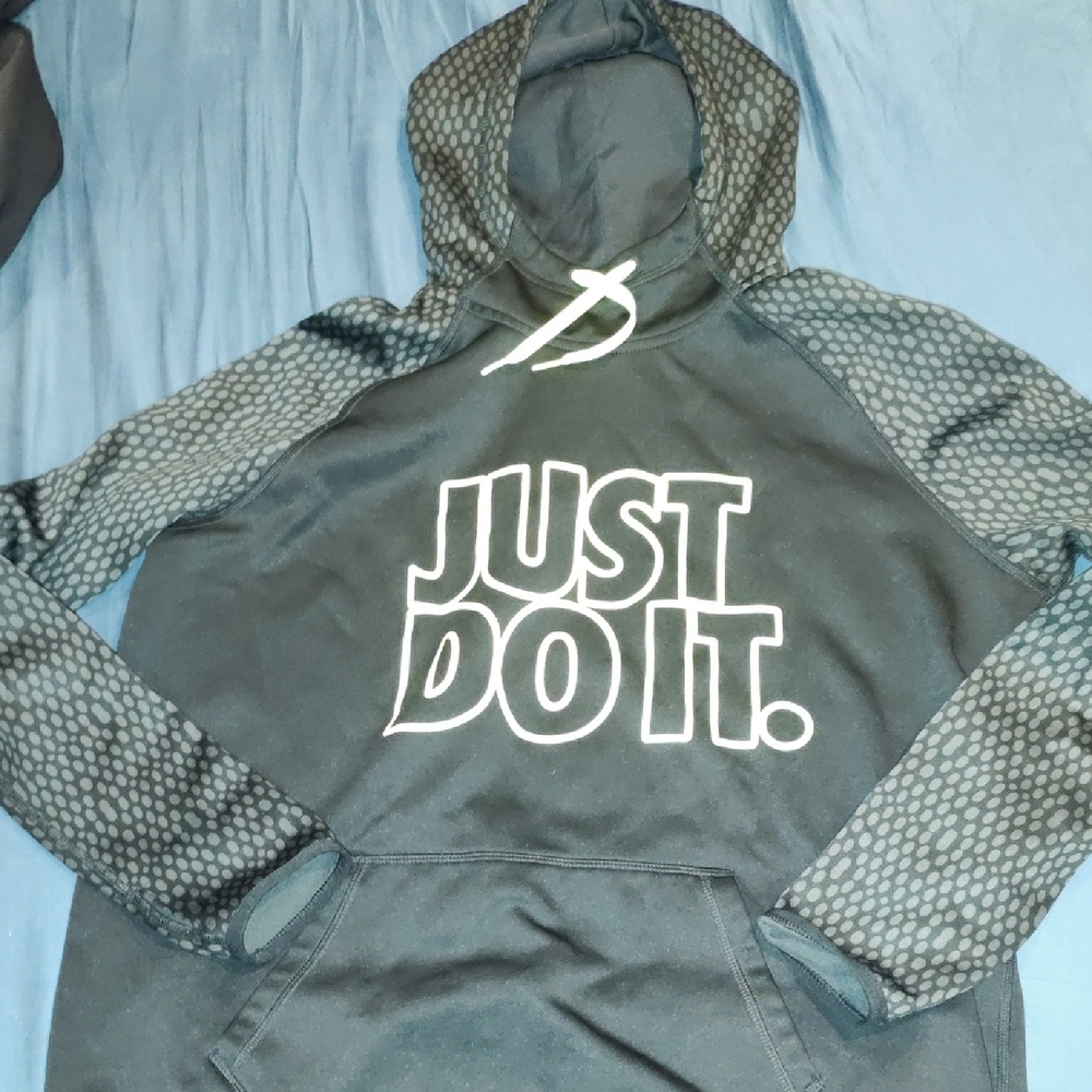 Nike Black and Gray With Neon Yellow 'Just Do It' Hoodie